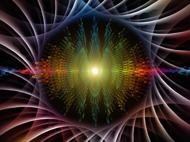 Dalga fonksiyonu serisi. Renkli sinüs titreşimler kompozisyon, ışık ve fraktal elemanları ses ekolayzer, mecazi ilişkisi ile müzik spektrum ve kuantum olasılık