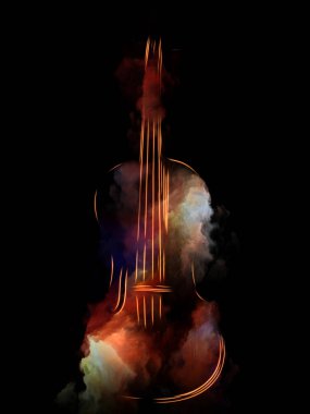 Müzik rüya serisi. Keman ve soyut renkli boya ile müzik aletleri, melodi, ses, performans sanat ve yaratıcılık projelerde kullanmak için arka plan yaptı