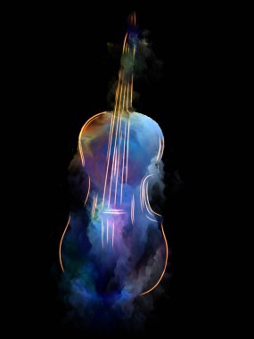 Müzik rüya serisi. Zemin keman ve soyut renkli boya oluşmaktadır ve müzik aletleri, melodi, ses, performans sanat ve yaratıcılık projelerde kullanıma uygun