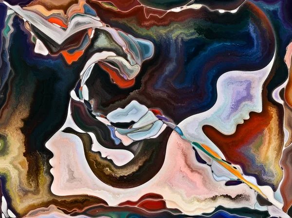 Relationships in Texture series. Abstract design made of people faces,  colors, organic textures, flowing curves on the subject of inner world, love, relationships, soul and Nature