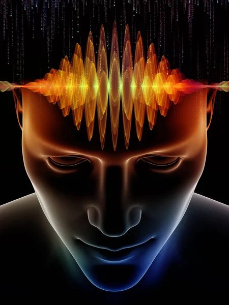 Mind Waves Series Background Design Illustration Human Head Technology Symbols — Stock Photo, Image