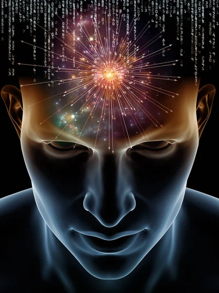 Mind Waves Series Graphic Composition Illustration Human Head Technology Symbols — Stock Photo, Image