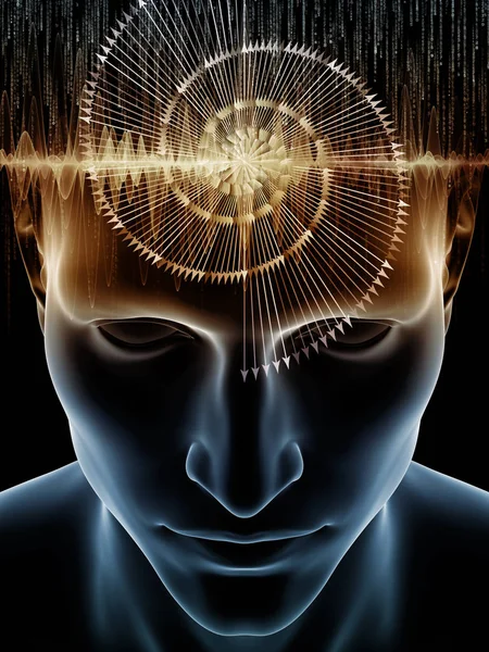Серія Хвиль Розуму Візуально Приємний Склад Ілюстрації Людської Голови Технологічних — стокове фото