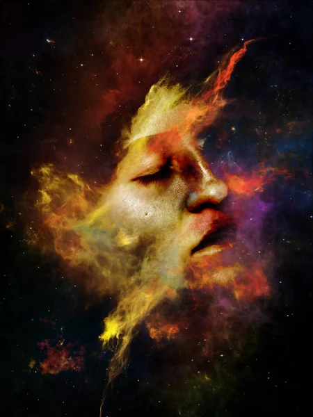 Universe Remember Series Background Design Woman Face Nebula Stars Subject — Stock Photo, Image