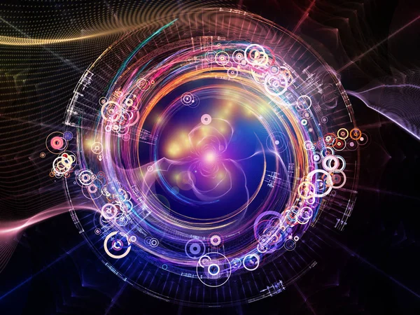 フラクタルの要素と科学と現代技術の件名上の円の設計 — ストック写真
