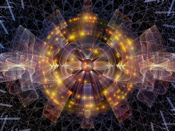 Dalga Fonksiyonu serisi. Ses eşitleyici, müzik spektrumu ve kuantum olasılığı üzerine renkli sinüs titreşimleri, ışık ve fraktal elementlerin arkaplanı