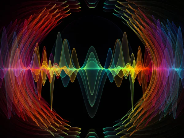 Серія Хвильових Функцій Тло Кольорових Синусоїдних Вібрацій Легких Фрактальних Елементів — стокове фото