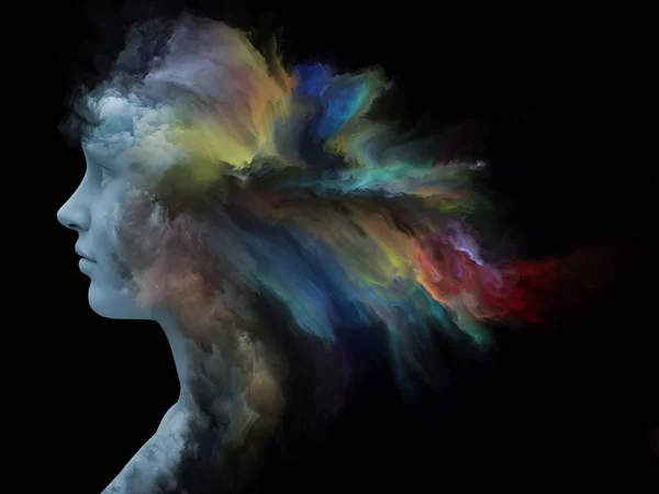 心雾系列 用分形绘画对人脸的渲染在内心世界 创造力 想象力和人类心智中的主题 — 图库照片