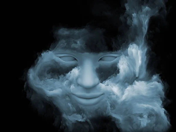 Mind Fog Series Rendering Human Head Morphed Fractal Paint Subject — Stock Photo, Image