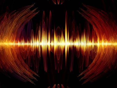 Dalga Fonksiyonu serisi. Ses eşitleyici, müzik spektrumu ve kuantum olasılığıyla ilgili projeler için arkaplan görevi görecek renkli sinüs titreşimleri, ışık ve fraktal elementlerden oluşan tasarım
