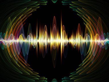 Dalga fonksiyonu serisi. Bileşimi renkli sinüs titreşimler, ışık ve ses ekolayzer, müzik projeleri için fon olarak hizmet etmek için fraktal öğeleri spektrum ve kuantum olasılık