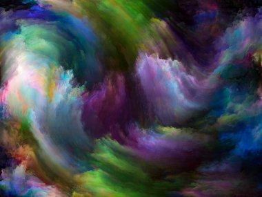 Soyut Renk serisi. Sanat, yaratıcılık ve hayal gücü konularında bir metafor olarak tuval üzerinde hareketli rengarenk resmin yaratıcı düzenlenmesi