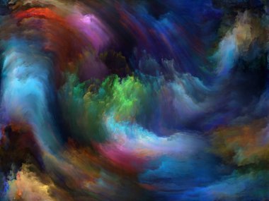 Soyut Arkaplan serisi. Sanat, yaratıcılık ve hayal gücü konulu tuval üzerinde renk ve hareketten oluşan soyut tasarım