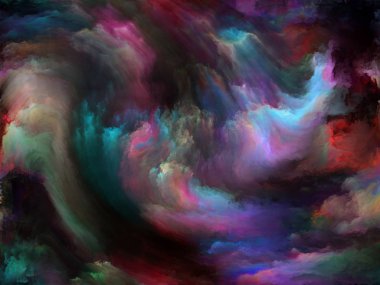 Soyut Renk serisi. Sanat, yaratıcılık ve hayal gücü üzerine bir metafor olarak tuval üzerinde hareket halindeki renkli boyadan oluşan tasarım.