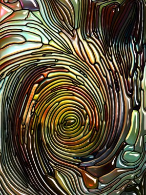 Sıvı Desen serisi. Lekeli camdan yapılmış soyut tasarım Doğa, güzellik ve maneviyat konularında Art Nouveau 'yu anımsatıyor.