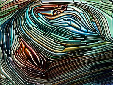 Cam serisi hayalleri. Vitray desen, renk parçacıkları mecazi ilişki renkli tasarım, yaratıcılık, sanat ve hayal gücü ile kompozisyon