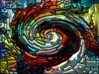 Spiral burgu serisi. Vitray girdap desen, renk parçacıkları, renkli tasarım, yaratıcılık, sanat ve hayal gücü bu konuda kompozisyon