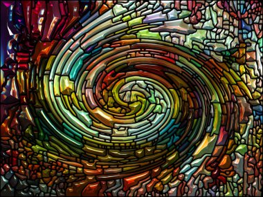 Spiral burgu serisi. Vitray girdap desen, renk parçacıkları, renkli tasarım, yaratıcılık, sanat ve hayal gücü bu konuda kompozisyon