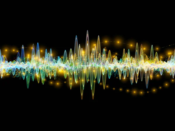 Wave Function series. Abstract design made of colored sine vibrations, light and fractal elements on the subject of sound equalizer, music spectrum and  quantum probability