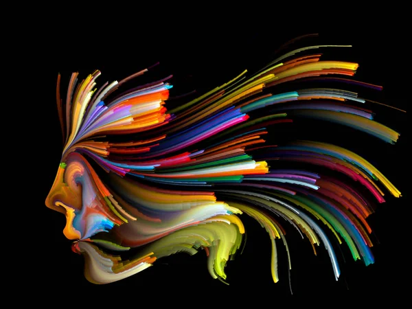 Serie Cara Color Fondo Perfil Humano Coloridas Líneas Pintura Movimiento —  Fotos de Stock