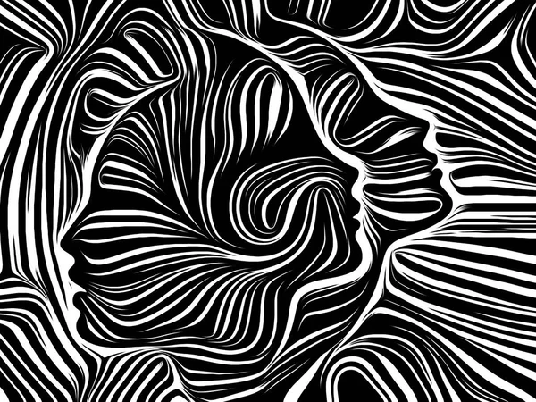 Внутрішня Геометрія Ряду Композиція Людське Обличчя Виконана Традиційному Стилі Гравюри — стокове фото