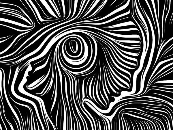 Inner Geometry Series Composition Human Face Rendered Traditional Woodcut Style — Stock Photo, Image