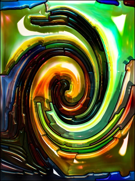 Serie Spiral Twirl Interplay Vetrate Modello Vortice Frammenti Colore Sul — Foto Stock