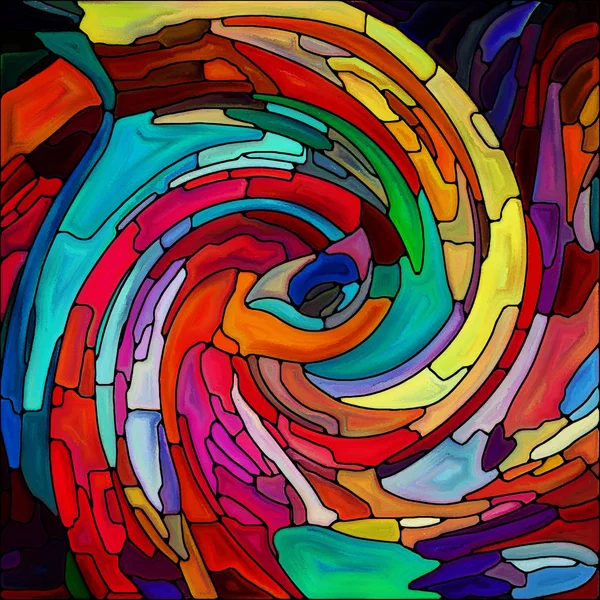 Serie Spiral Twirl Composizione Vetro Colorato Modello Vortice Frammenti Colore — Foto Stock