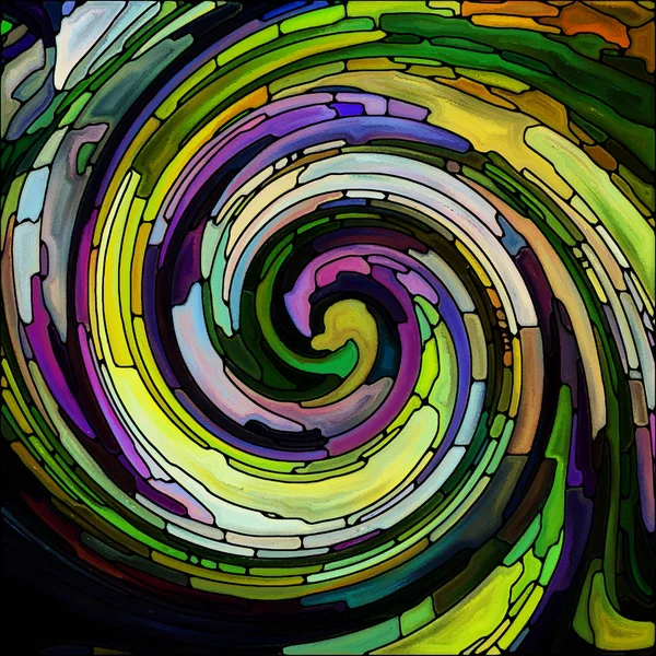 Spirala Zakrętas Serii Projekt Witraży Wirowa Wzór Kolor Fragmentów Prac — Zdjęcie stockowe