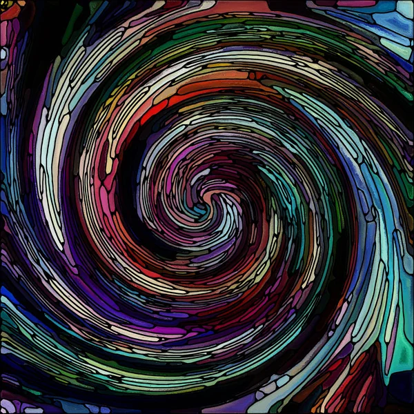 Spiraal Twirl Serie Abstracte Regeling Van Gebrandschilderd Glas Swirl Patroon — Stockfoto