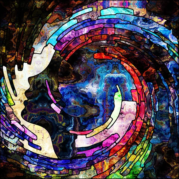 Série Spiral Twirl Interaction Motif Tourbillonnant Verre Teinté Fragments Couleur — Photo