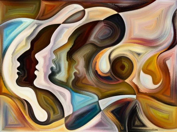 Beziehungen Textur Serien Hintergrund Von Menschengesichtern Farben Organischen Strukturen Fließenden — Stockfoto