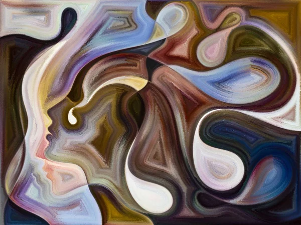 Relationships in Texture series. Abstract design made of people faces,  colors, organic textures, flowing curves on the subject of inner world, love, relationships, soul and Nature