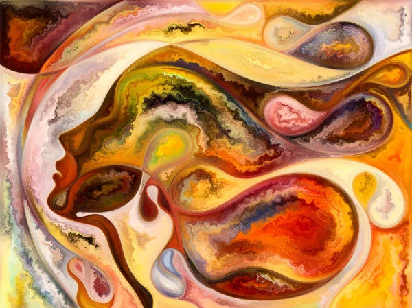 Inner Texture series. Background design of faces, colors, organic textures, flowing curves on the subject of inner world, love, relationships, soul and Nature