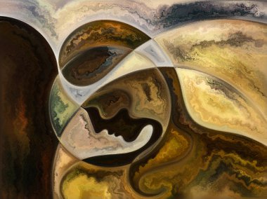 İnsan doku serisi. İnsan yüzü, zengin renkler, Organik dokular, iç dünya, zihin, ruh ve doğa konuda kavramı mecaz olarak eğrileri akan yaratıcı düzenleme