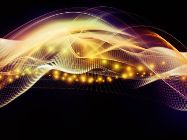 Teknoloji alanı serisi. Dalgalar, Izgaralar ve ışıklar teknoloji, bilim ve bilgisayar bilgi dünyası konusunda yapılmış soyut tasarım