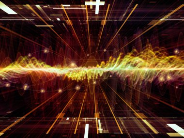 Dalga fonksiyonu serisi. Soyut renkli sinüs titreşimler, ışık ve ses ekolayzer, müzik konusunda fraktal öğeleri yapılmış tasarım spektrum ve kuantum olasılık