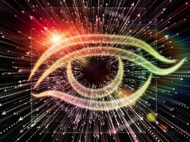 Bilgi Gözü serisi. Göz simgesi ve okun bileşimi bilim, eğitim ve modern teknolojiyle mecazi bir ilişki içeriyor.