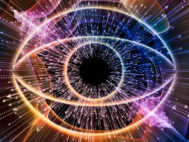 Bilgi serisi gözü. Bilim, eğitim ve modern teknoloji projeleri için göz simgesini ve ok patlama