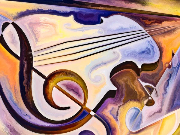 Verf Flow Serie Artistieke Achtergrond Maakte Van Muzikale Symbolen Kleuren — Stockfoto