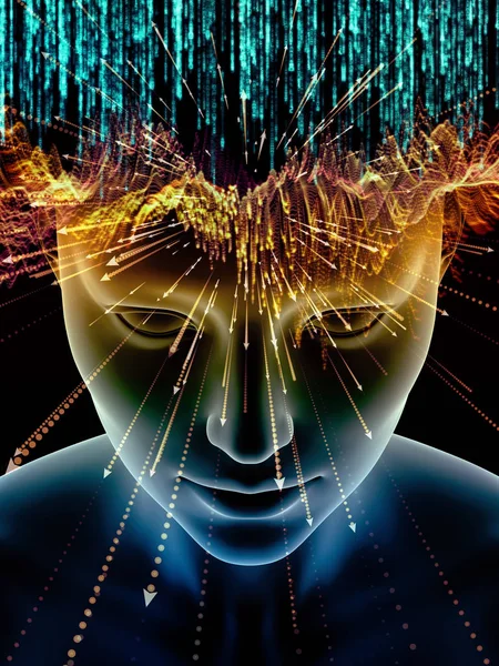 Elementy Serii Umysłu Ilustracja Ludzkiej Głowy Symbole Technologii Temat Nauki — Zdjęcie stockowe