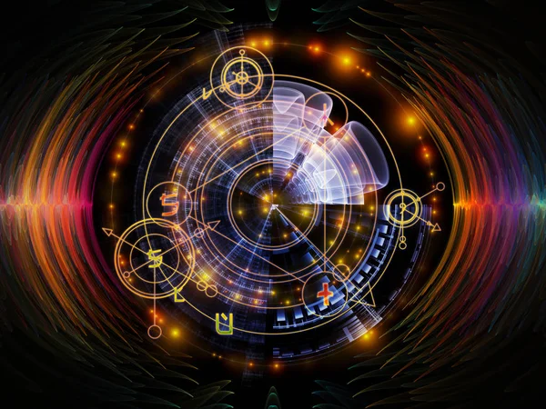 Серия Astral Glow Состав Линий Сакральной Геометрии Астрологических Символов Огней — стоковое фото