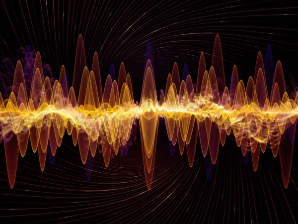 Wave Function Series Backdrop Colored Sine Vibrations Light Fractal Elements — Stock Photo, Image