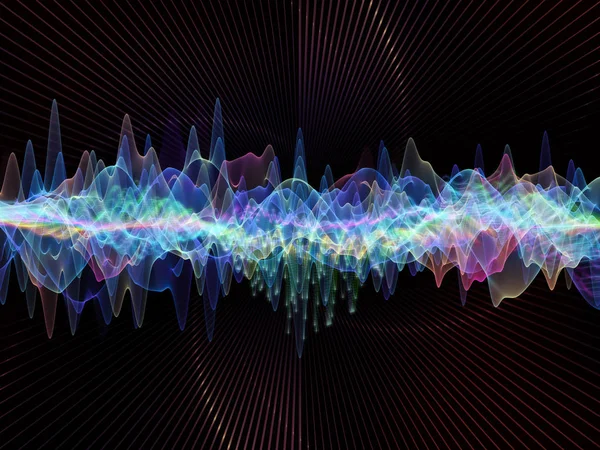 Wave Function series. Backdrop of colored sine vibrations, light and fractal elements on the subject of sound equalizer, music spectrum and  quantum probability