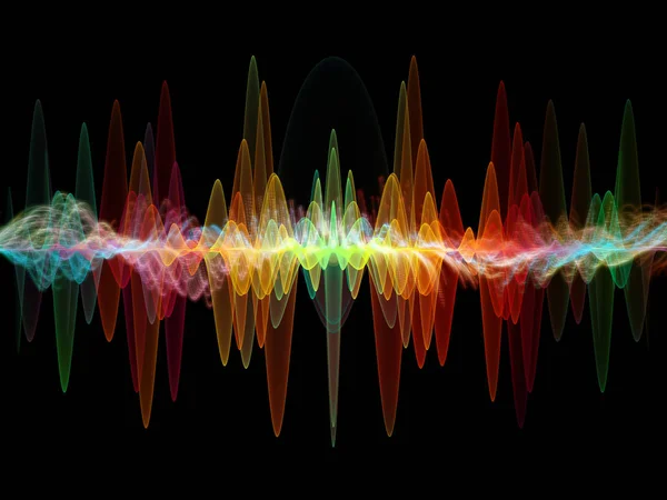 Wave Functie Serie Achtergrond Van Gekleurde Sinus Trillingen Licht Fractal — Stockfoto