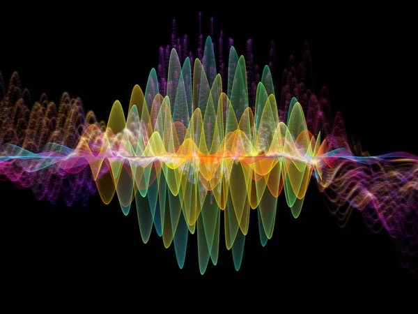 Серия Wave Function Фон Состоит Цветных Синусовых Вибраций Легких Фрактальных — стоковое фото