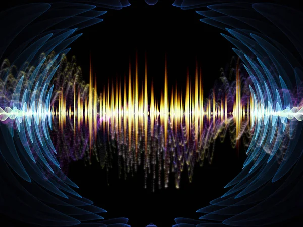 Wave Function series. Backdrop composed of colored sine vibrations, light and fractal elements and suitable for use in the projects on sound equalizer, music spectrum and  quantum probability