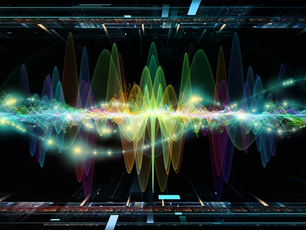 Wave Function Series Backdrop Composed Colored Sine Vibrations Light Fractal — Stock Photo, Image