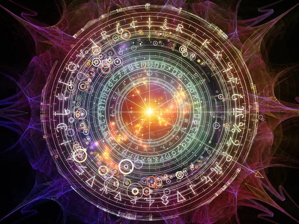 Fraktál Elemek Szent Szimbólumok Körök Témában Misztikum Okkultizmus Asztrológia Spiritualitás — Stock Fotó