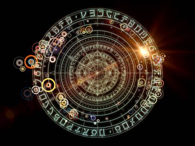 Fraktal öğeleri, kutsal sembolleri ve daireler mistisizm, gizli, Astroloji ve manevi konuda tasarımı. Kutsal daireler serisi.
